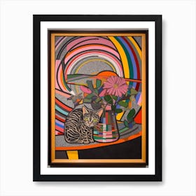 Heather With A Cat 4 Abstract Expressionist Art Print