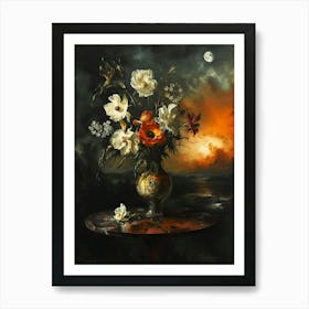 Baroque Floral Still Life Moonflower 4 Art Print