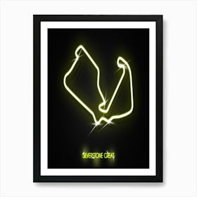 Circuit Silverstone Great Britain F1 Track neon Art Print