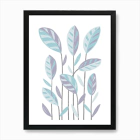 Blue Funky Plants Art Print