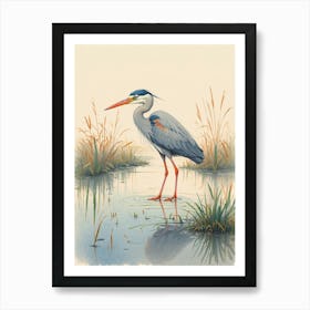 Heron In Water Art Print