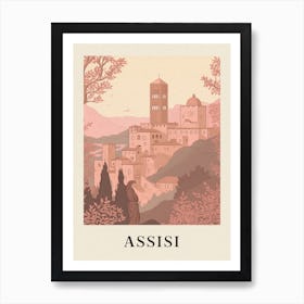 Assisi Vintage Pink Italy Poster Art Print