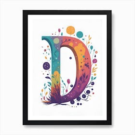 Colorful Letter D Illustration 53 Art Print