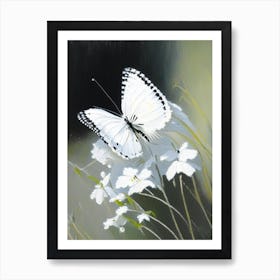 Marbled White Butterfly Oil Painting 1 Art Print