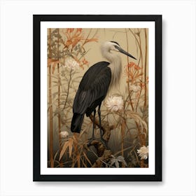 Dark And Moody Botanical Stork 4 Art Print