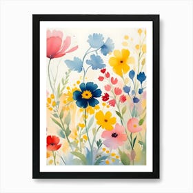 Wildflowers Field Watercolor 2 Art Print