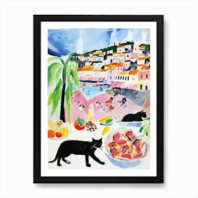 The Food Market In Positano 1 Illustration Art Print