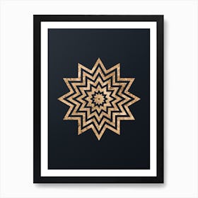 Abstract Geometric Gold Glyph on Dark Teal n.0344 Art Print