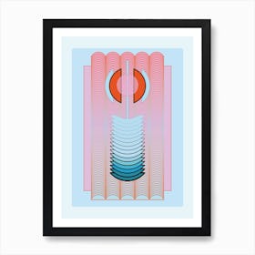 Stuck Up Blue Pink Geometric Abstract Art Print