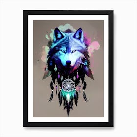 Dreamcatcher Wolf 4 Art Print