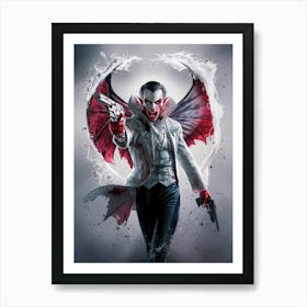 Bloody Male Vampire with Guns - Poster Art Poster