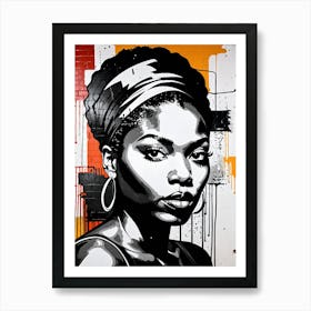 Vintage Graffiti Mural Of Beautiful Black Woman 12 Art Print