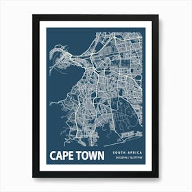 Cape Town Blueprint City Map 1 Art Print