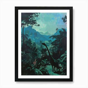 Silhouette Of A Dinosaur Painting Poster