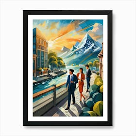 Business Meeting Outdoors Art Print