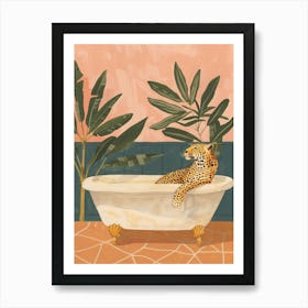 Bathtub Leopard Mid Century Art Print