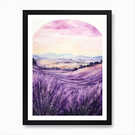 Lavender Field Watercolor Painting Art Print