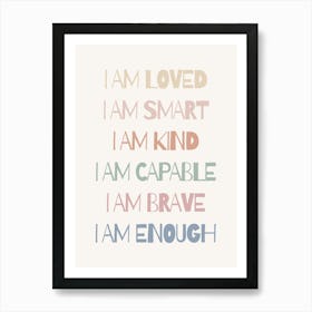 I Am Kind I Am Brave Enough Kids and Nursery Art Print