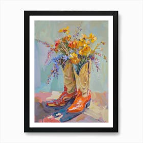 Cowboy Boots And Wildflowers Jacobs Ladder Art Print