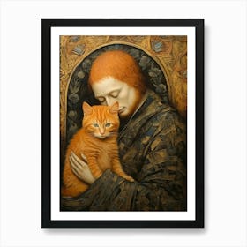 Monk Holding A Cat 5 Art Print