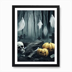 Halloween Ghosts In The Woods Art Print