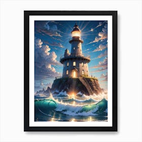 A Lighthouse In The Middle Of The Ocean 67 Art Print