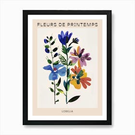 Spring Floral French Poster  Lobelia 1 Art Print