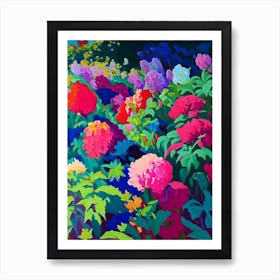 Mixed Perennial Beds Of Peonies Colourful Painting Art Print