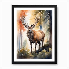 Elk In The Woods Art Print