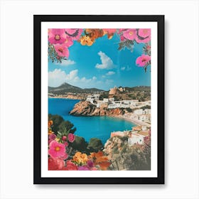 Ibiza   Floral Retro Collage Style 3 Art Print
