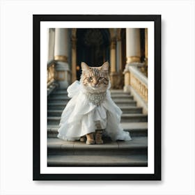 Cat In Wedding Dress Art Print
