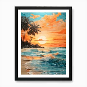 Sunset At The Beach 43 Art Print