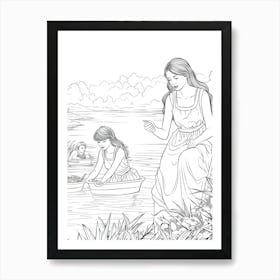 Line Art Inspired By The Large Bathers 4 Art Print