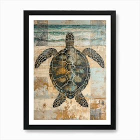 Textured Tile Sea Turtle Art Print