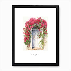 Rhodes, Greece   Mediterranean Doors Watercolour Painting 1 Poster Art Print