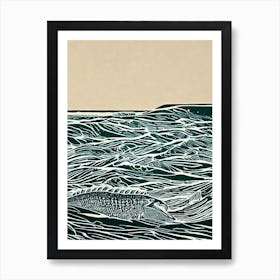 Ichthyosaur II Linocut Art Print