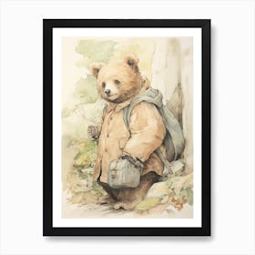 Storybook Animal Watercolour Brown Bear 2 Art Print