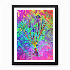 Spring Squill Botanical in Acid Neon Pink Green and Blue Art Print