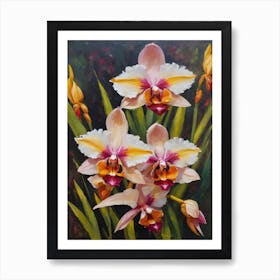 Phaius Orchids Oil Painting 2 Art Print