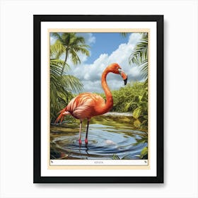Greater Flamingo Kenya Tropical Illustration 2 Poster Art Print