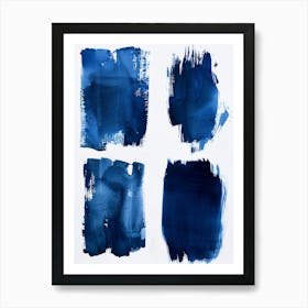 Blue Watercolor Brush Strokes Art Print