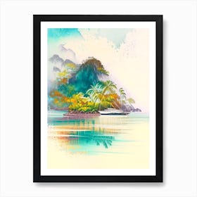 Palawan Philippines Watercolour Pastel Tropical Destination Art Print