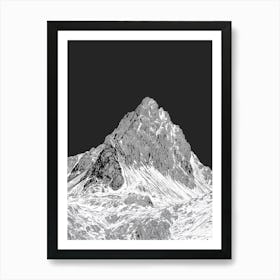 Scafell Mountain Line Drawing 6 Art Print