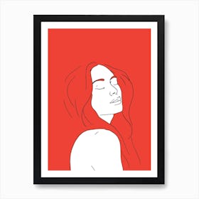 Woman In Reverie Red Art Print