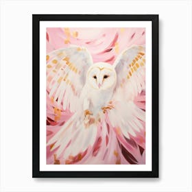 Pink Ethereal Bird Painting Barn Owl 1 Art Print