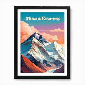 Mount Everest Sunset Travel Illustration Art Print