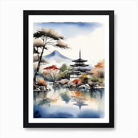 Japanese Landscape Watercolor Painting (68) Art Print