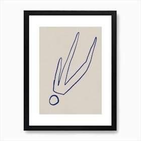 Mid-century abstract blue lines Art Print