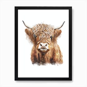Highland Cow Illustration Watercolor Painting Art Print