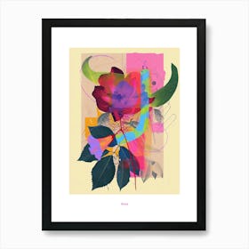 Rose 1 Neon Flower Collage Poster Art Print